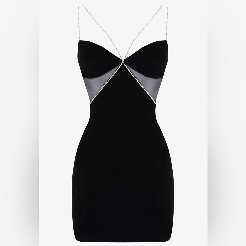 Heiress Beverly Hills black diamanté strap cutout mini dress